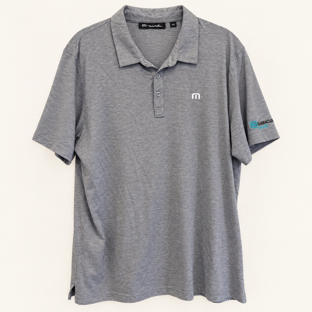 TravisMathew Mens XXL Gray Pima Cotton Golf Polo Barracuda Silver Logo